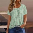 thumbnail image 1 of Vivianyo HD Womens Summer Tops 2024 Plus Size Hide Belly Shirts Pleated Button V Neck T-Shirt Causal Empire Waist A-Line Floral Tunic Tops, 1 of 4