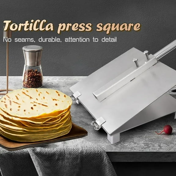 Vivicreate 10-Inch Stainless Steel Dough and Empanada Press, Square Tortilla, Roti and Taco Maker for Kitchen, Parties, and Family Dinners, 1-Pack