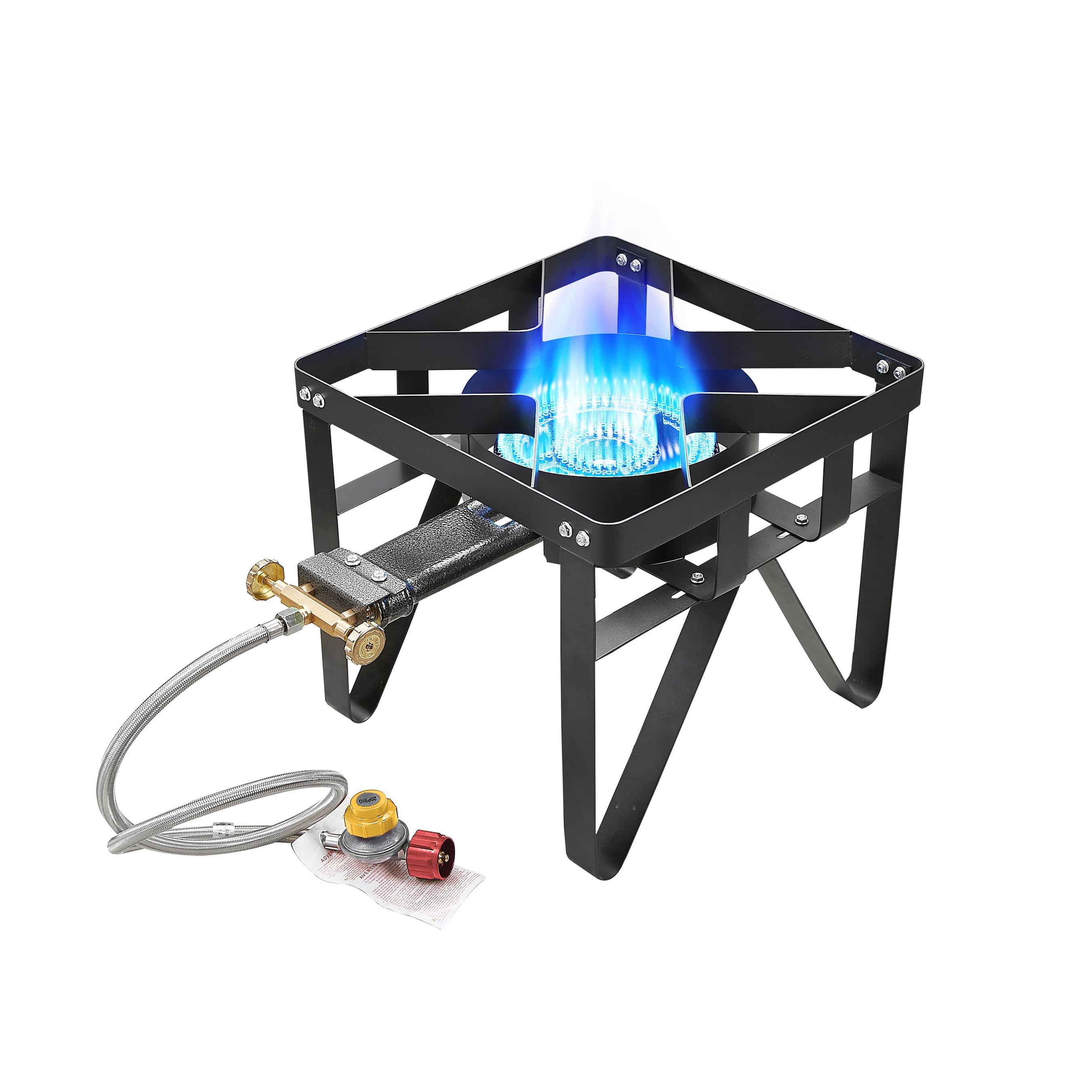 Vivicreate 185000 BTU camping outdoor cast iron party camp garden stove grill propane gas burner include CSA listed regulator and gas pipe