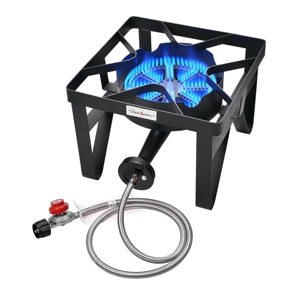 Vivicreate 185000 BTU camping outdoor cast iron party camp garden stove grill propane gas burner include CSA listed regulator and gas pipe