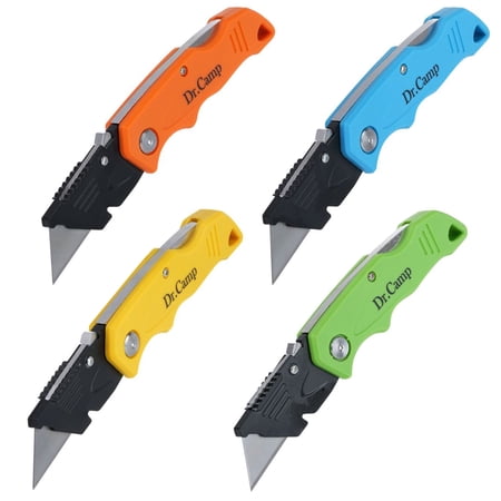 Vivicreate Folding Utility Knife 4-Pack, Heavy-Duty Box Cutter with Razor Sharp Blade and Ergonomic Handle, Cuts Drywall, Plastic, Rope