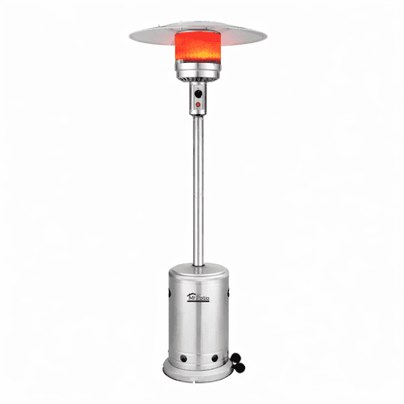 Vivicreate 48,000 BTU Propane Patio Heater for Outdoor Use, Round Table Outdoor Heater with Double-Layer Stainless Steel Burner, Wheels & Safety Shut-Off