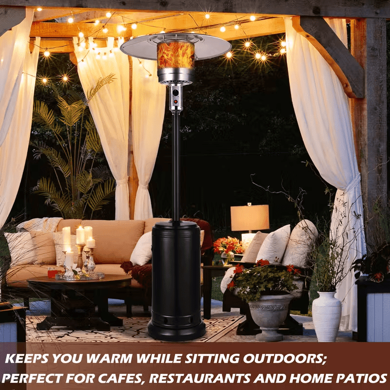 Vivicreate 48,000 BTU Propane Outdoor Patio Heater, Standing Gas Heater with Safety Shut-Off & Wheels, for Garden, Deck, Backyard & Camping (Black)