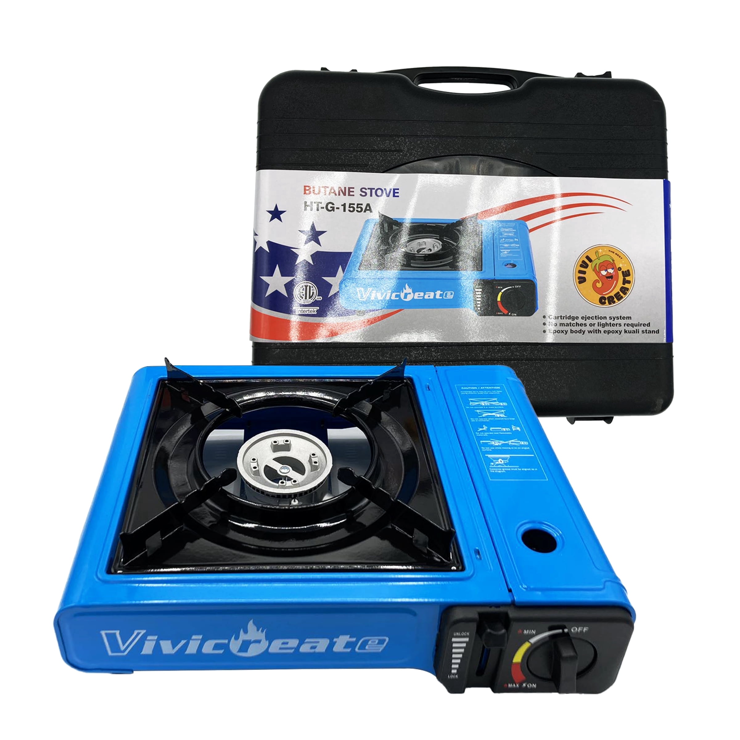 Vivicreate 8500 BTU Portable Butane Gas Stove, Single Burner Outdoor Camping Cooker with Carrying Case for BBQ, Picnic & Travel