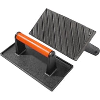 Vivicreate Cast Iron Grill Press with Wooden Handle, Heavy Duty Bacon Press for Griddle and BBQ Cooking