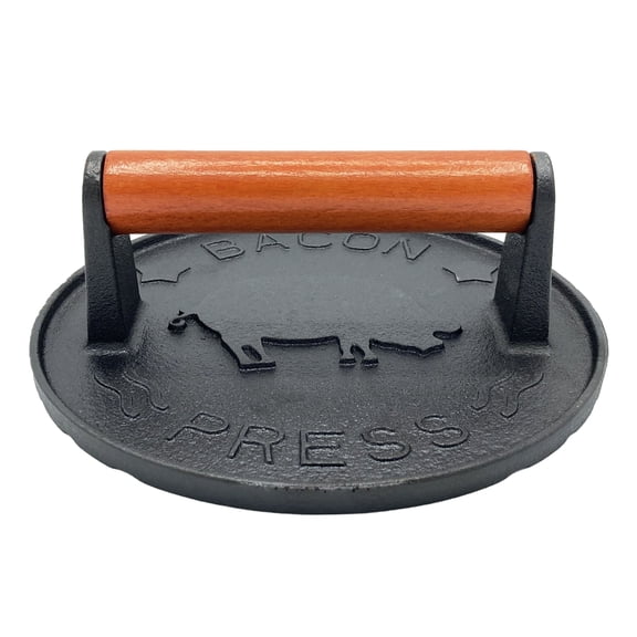 Vivicreate Cast Iron Burger Press, 6.3" Round Smash Burger Press with Wooden Handle, Heavy Duty Grill Press for Burgers, Bacon, Steak, Sandwiches & Griddle Cooking