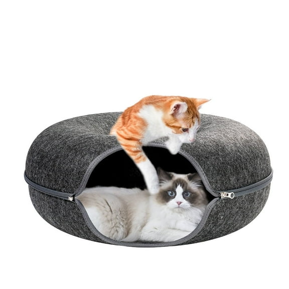 Vivicreate Cat Cave Bed, Washable Detachable Tunnel Donut Bed for Large Cats 30–45 lbs, Scratch-Resistant Pet Hideout for Multiple Cats