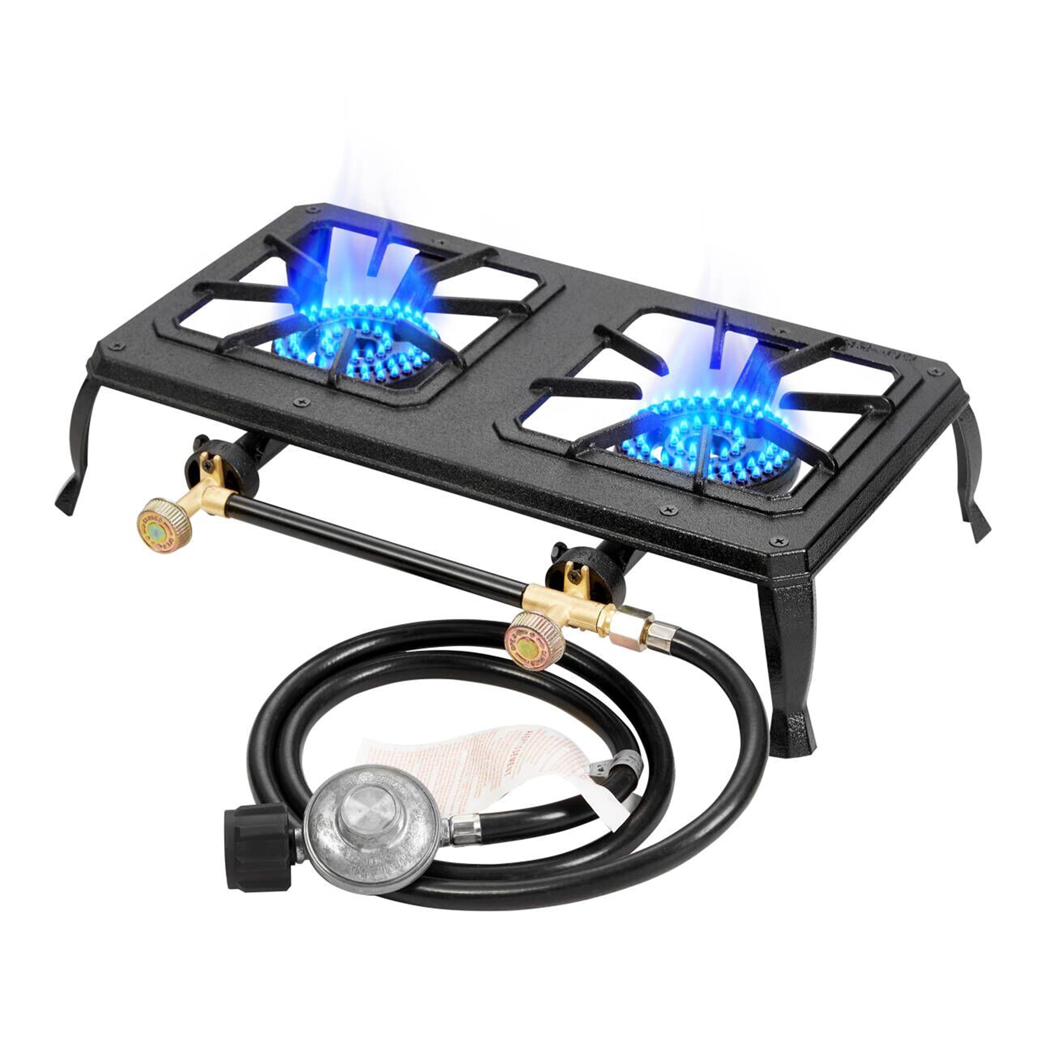 Vivicreate 2-Burner Cast Iron Camping Stove with CSA Listed Regulator and Gas HoseHT-C-0012