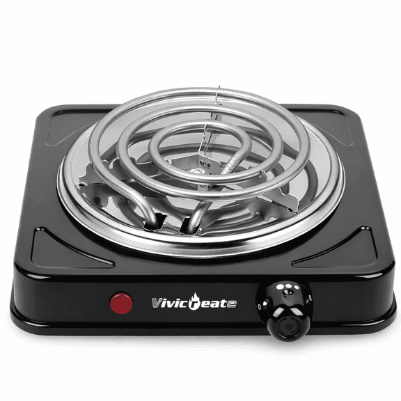 Vivicreate Electric Hot Plate Single Burner, 1000W Portable Electric Coil Burner with Temperature Control for Countertop Cooking