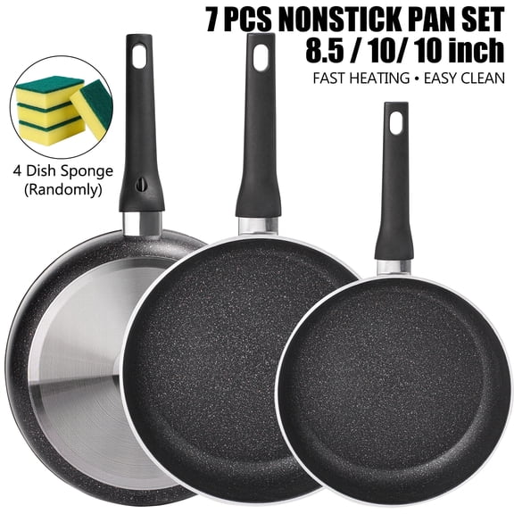 Vivicreate 3-Piece Nonstick Frying Pan Set, Aluminum Skillet Set (8.5", 10", 10" Deep), Easy Clean, Fast Heating, for Gas, Electric & Induction