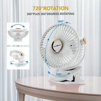 Vivicreate Portable Clip-on Rechargeable Fan 1200mAh 5 Speeds Ultra-Quiet 360° Rotation, Personal Desk & Table Cooling Fan, White