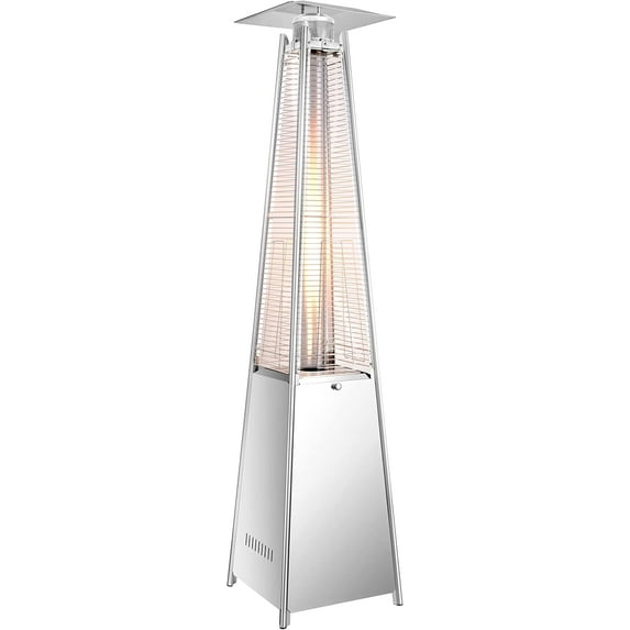 Vivicreate Pyramid Propane Patio Gas Heater 42000 BTU with Quartz Glass Tube Auto Ignition Wheels Ground Nails for Outdoor Commercial Restaurant Garden