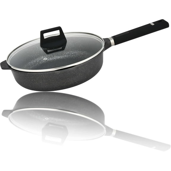 Vivicreate Saute Fry Pan with Lid, 11 Inch, Marble Nonstick Coating, 2 Handle Design, Induction Electric Gas Suitable