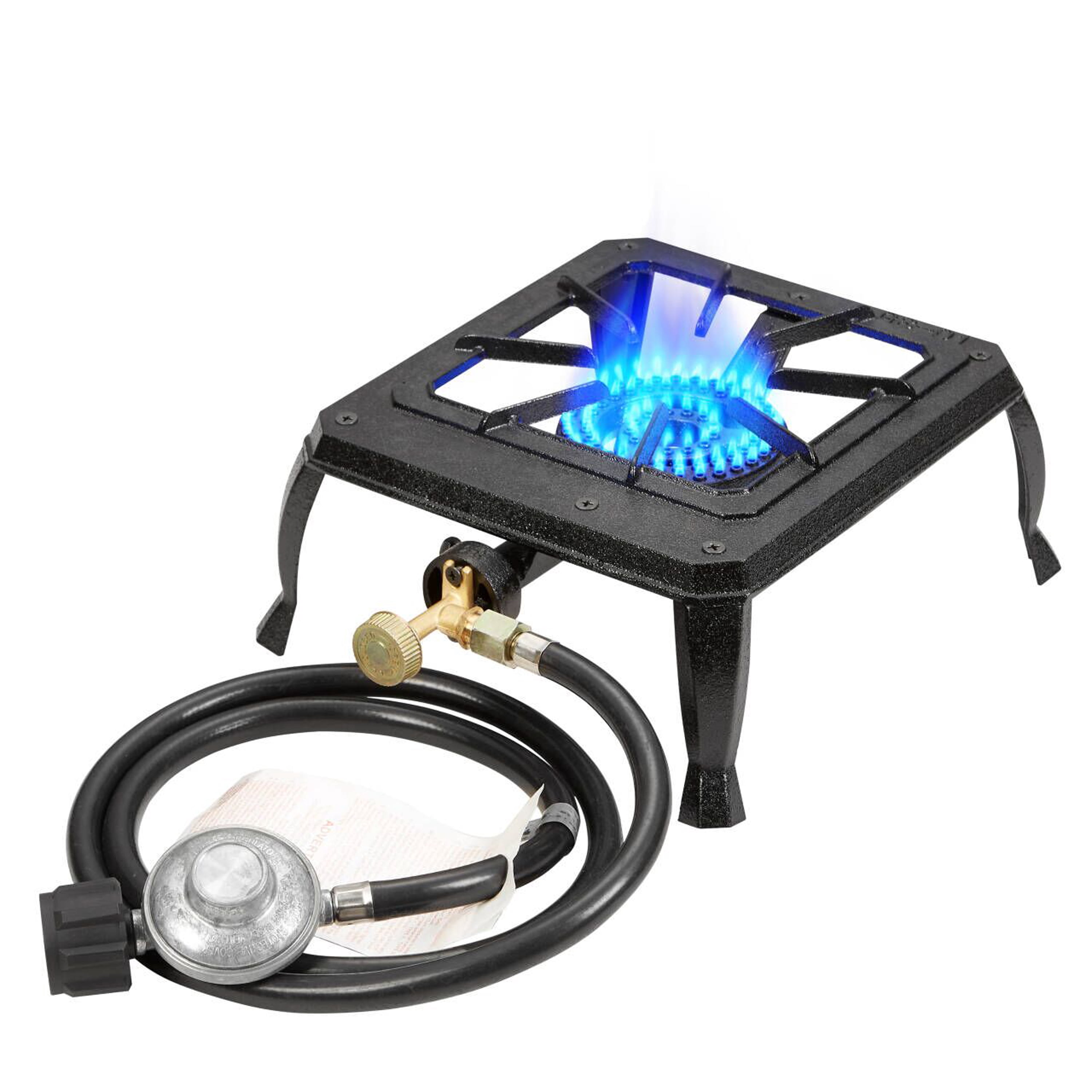 Vivicreate Single burner cast iron flame camping stove, include CSA listed regulator and gas hose (HT-C-0011)