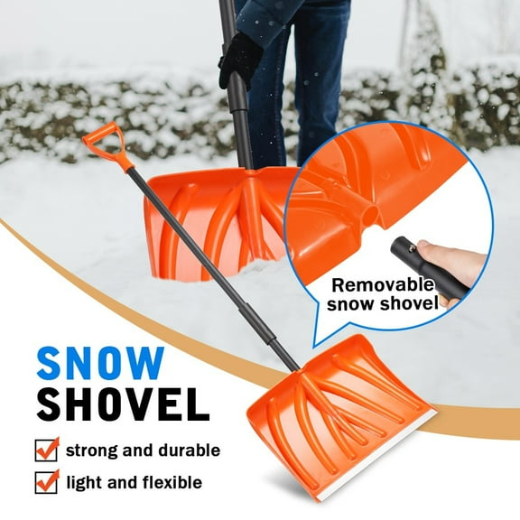 Vivicreate Snow Shovel for Driveway, Removable And Portable Snow Shovel,52-Inch Snow Shovels for Snow Removal Lightweight Portable Plastic Aluminum Blade Shovel for Garden Car Camping