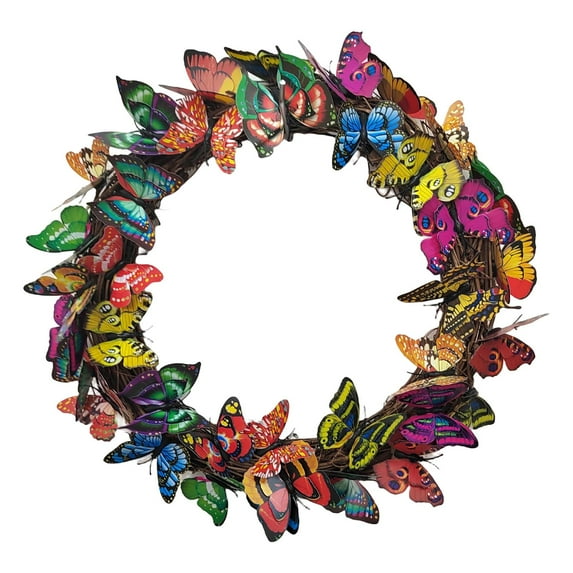 Vivid 15inch Butterfly Wreath for Front Door Garland Butterfly Fluttering Wreaths Mantle Easter Holiday Wedding Decoration
