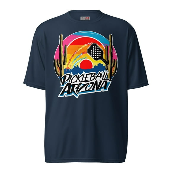 Vivid Arizona colors Men's / Women's pickleball performance crew neck t-shirt (Navy, 2XL)