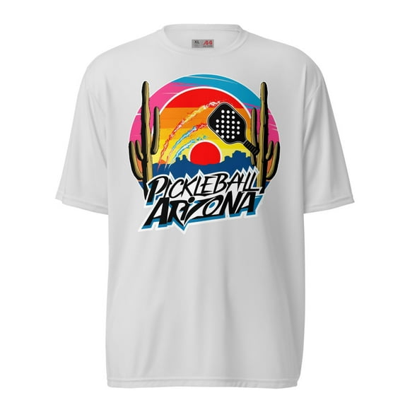 Vivid Arizona colors Men's / Women's pickleball performance crew neck t-shirt (Silver, XL)