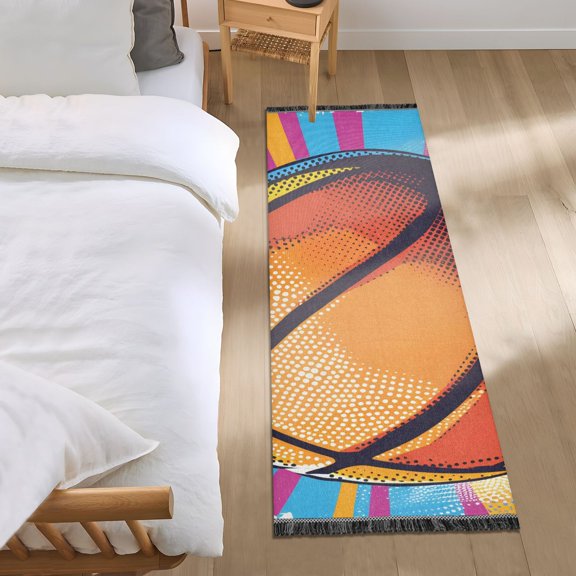 Vivid Basketball Runner Area Rug 2x6 Soft Non-Slip Washable Bedside Carpet for Hallway Bedroom Living Room Home Decor