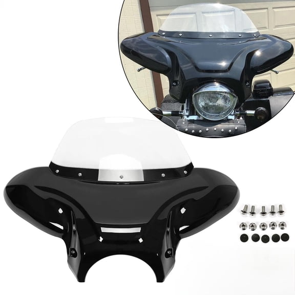 Vivid Black Batwing Fairing Windshield Fit For Harley Softail Suzuki Boulevard