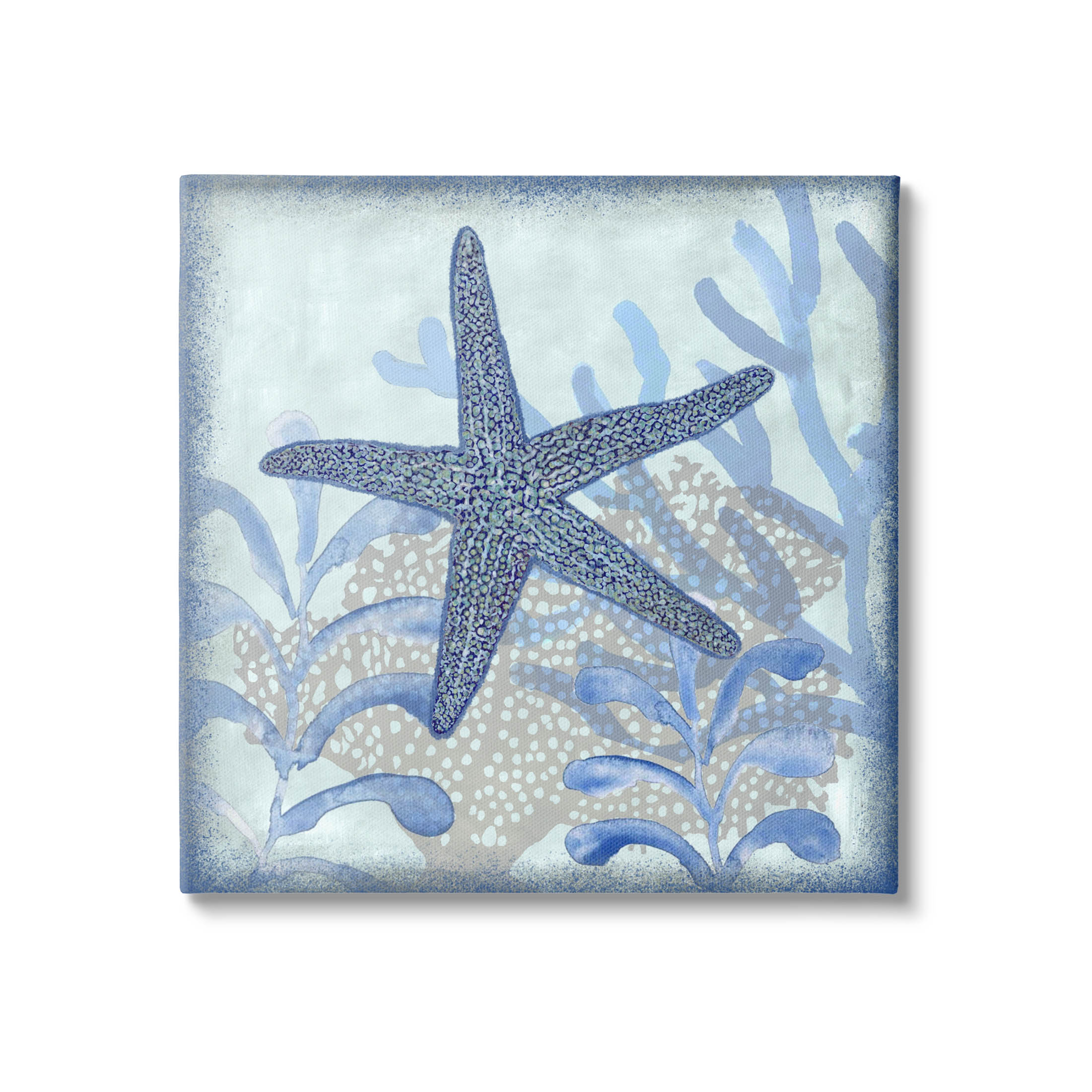 Vivid Blue Starfish Marine Life Animals & Insects Graphic Art Gallery Wrapped Canvas Print Wall Art
