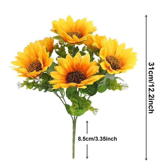 Vivid Bright Artificial Sunflower Bouquet, Realistic Natural Looking Faux Floral Ornament, Warm Style Adornment for Living Room, Dining Table, Photography Shooting Scene Decor,11.81×7.87 in,A7#D