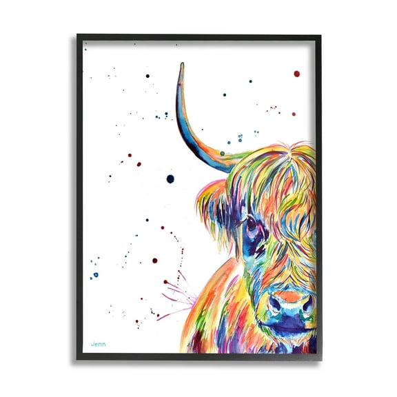 Vivid Cattle Face Farm Animal Animals & Insects Graphic Art Black Framed Art Print Wall Art