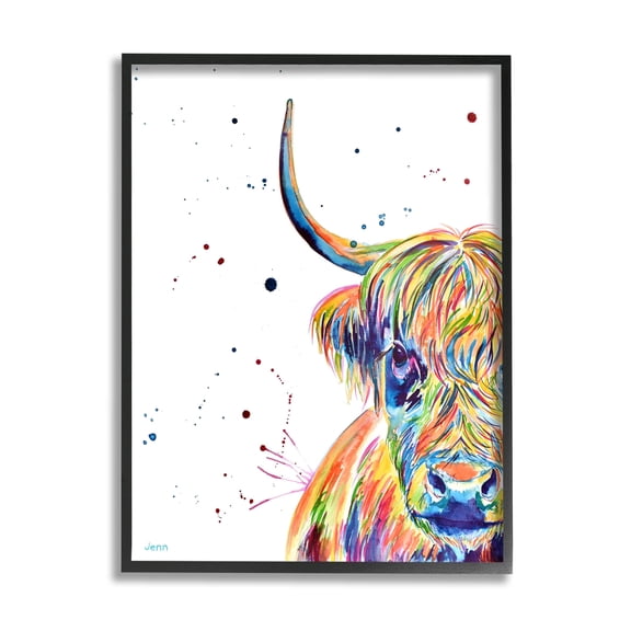 Vivid Cattle Face Farm Animal Animals & Insects Graphic Art Black Framed Art Print Wall Art
