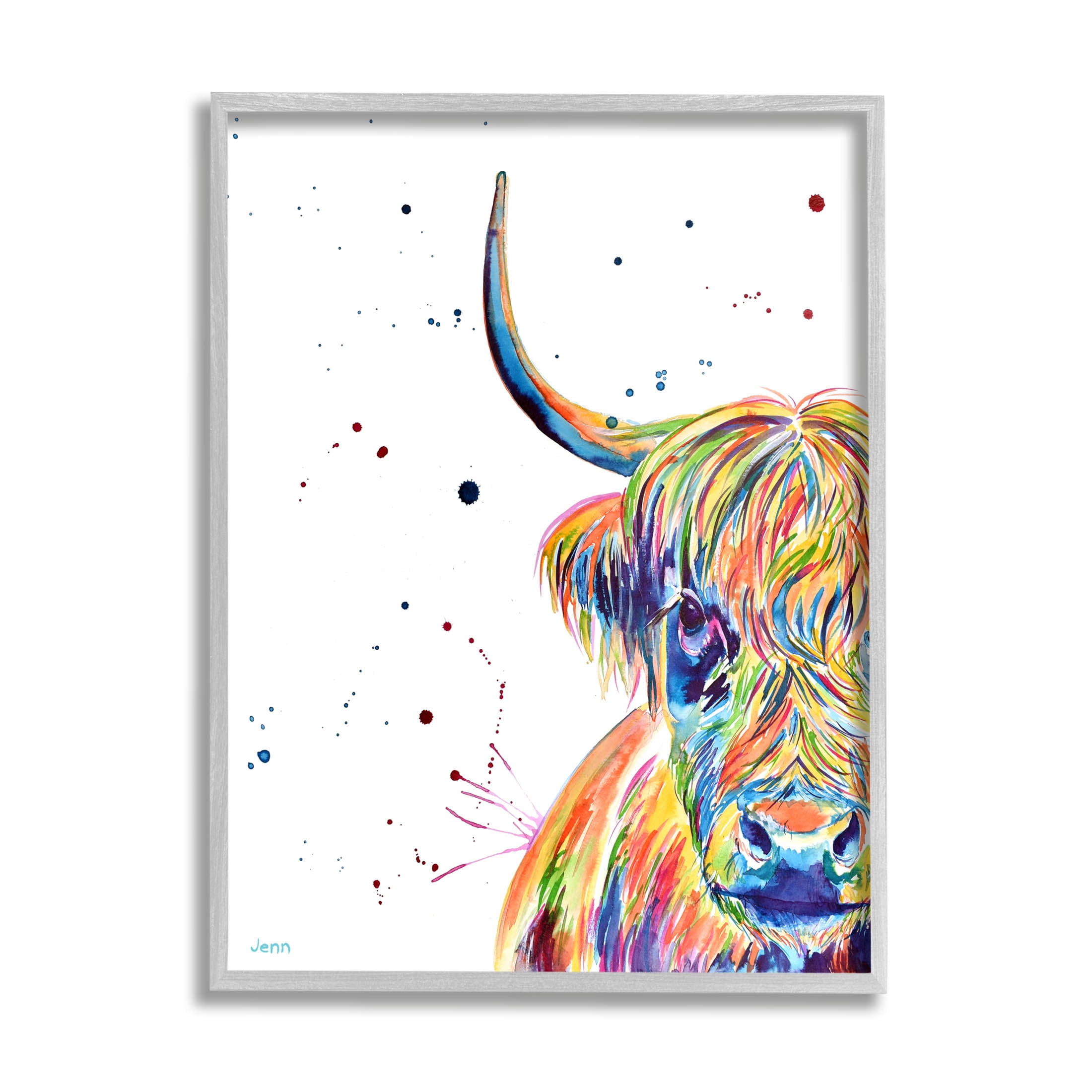 Vivid Cattle Face Farm Animal Animals & Insects Graphic Art Gray Framed Art Print Wall Art