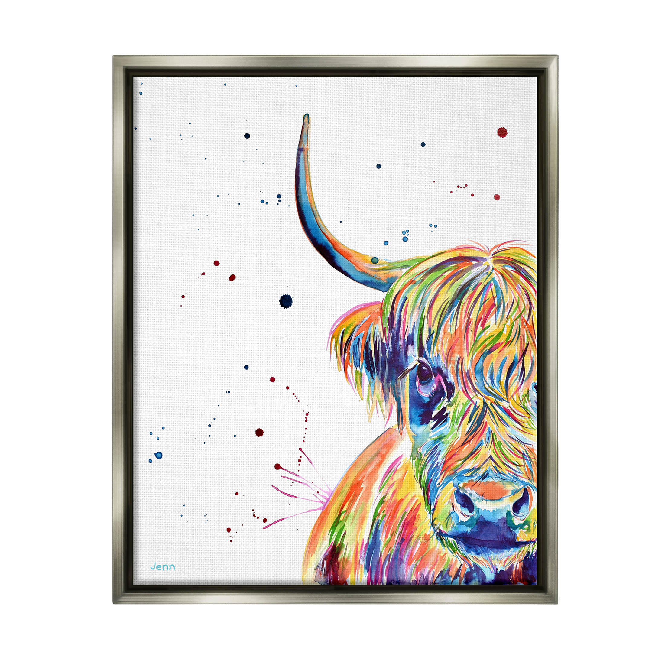 Vivid Cattle Face Farm Animal Animals & Insects Graphic Art Luster Gray Framed Art Print Wall Art