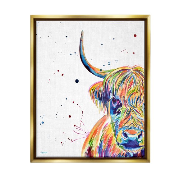 Vivid Cattle Face Farm Animal Animals & Insects Graphic Art Metallic Gold Framed Art Print Wall Art