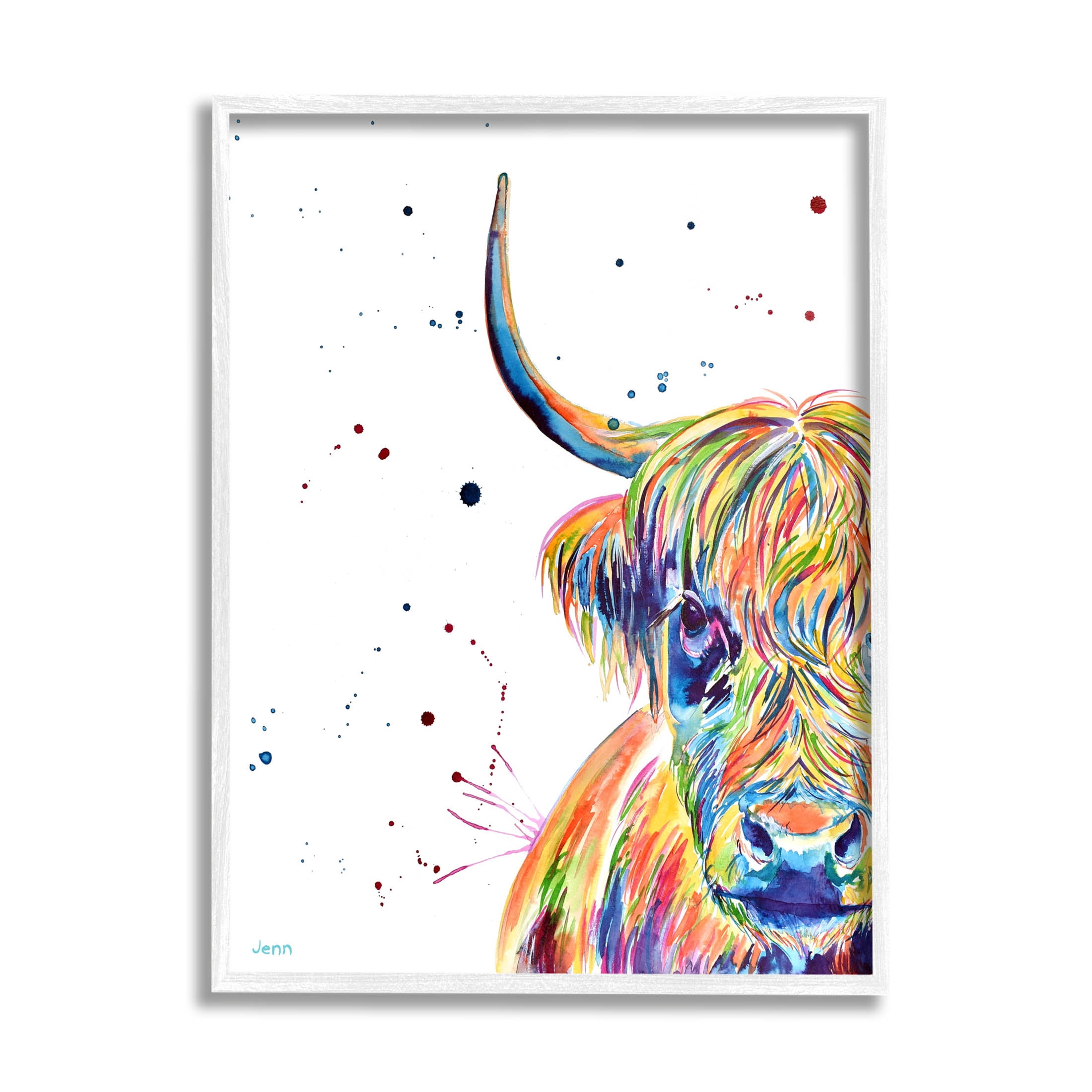 Vivid Cattle Face Farm Animal Animals & Insects Graphic Art White Framed Art Print Wall Art
