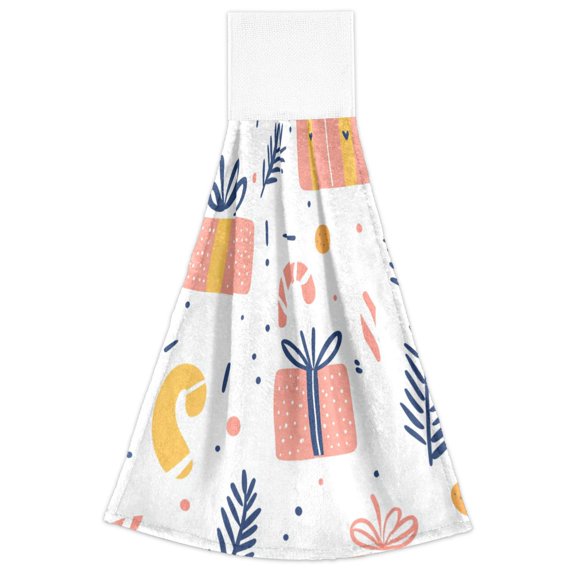 Vivid Christmas Gifts 2 Pack 14''x18'' Hand Towels Soft Coral Fleece Quick Dry Hook and Loop for Kitchen Bathroom