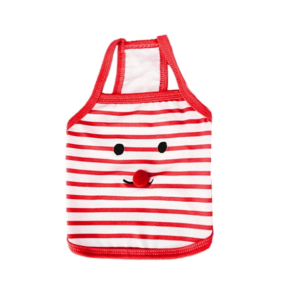 Vivid Color Striped Pet Vest - Fine Workmanship Polyester Clothes with Cute Fur Balls for Teddy - Perfect for Summer