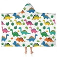 thumbnail image 1 of Vivid Colored Dinosaur and Leaf Pattern Hooded Bath Towel，50"x30" for Ages 3 To 12 Kids, Quick Dry Lightweight Soft Microfiber Hood Beach Towel Cover Up for Kids, 1 of 7