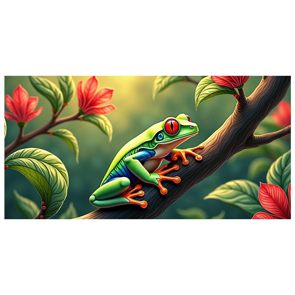 Vivid Colored Frog Themed Background Backdrop Banner Party Decorations ...