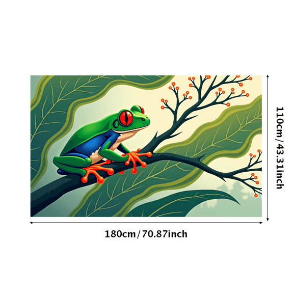 Vivid Colorful Frog Themed Background Banner for Party Decorations Photography Props Jungle Themed Events and Animal Lovers Gatherings
