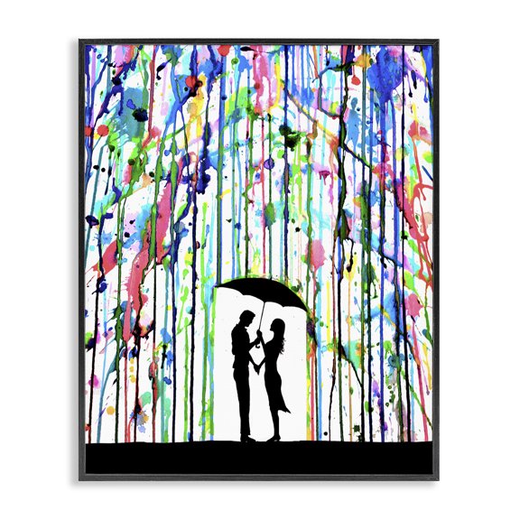Stupell Industries Modern Vivid Couple Urban Drip Rainfall Black Framed Giclee Art, 11 x 14, by Marc Allante