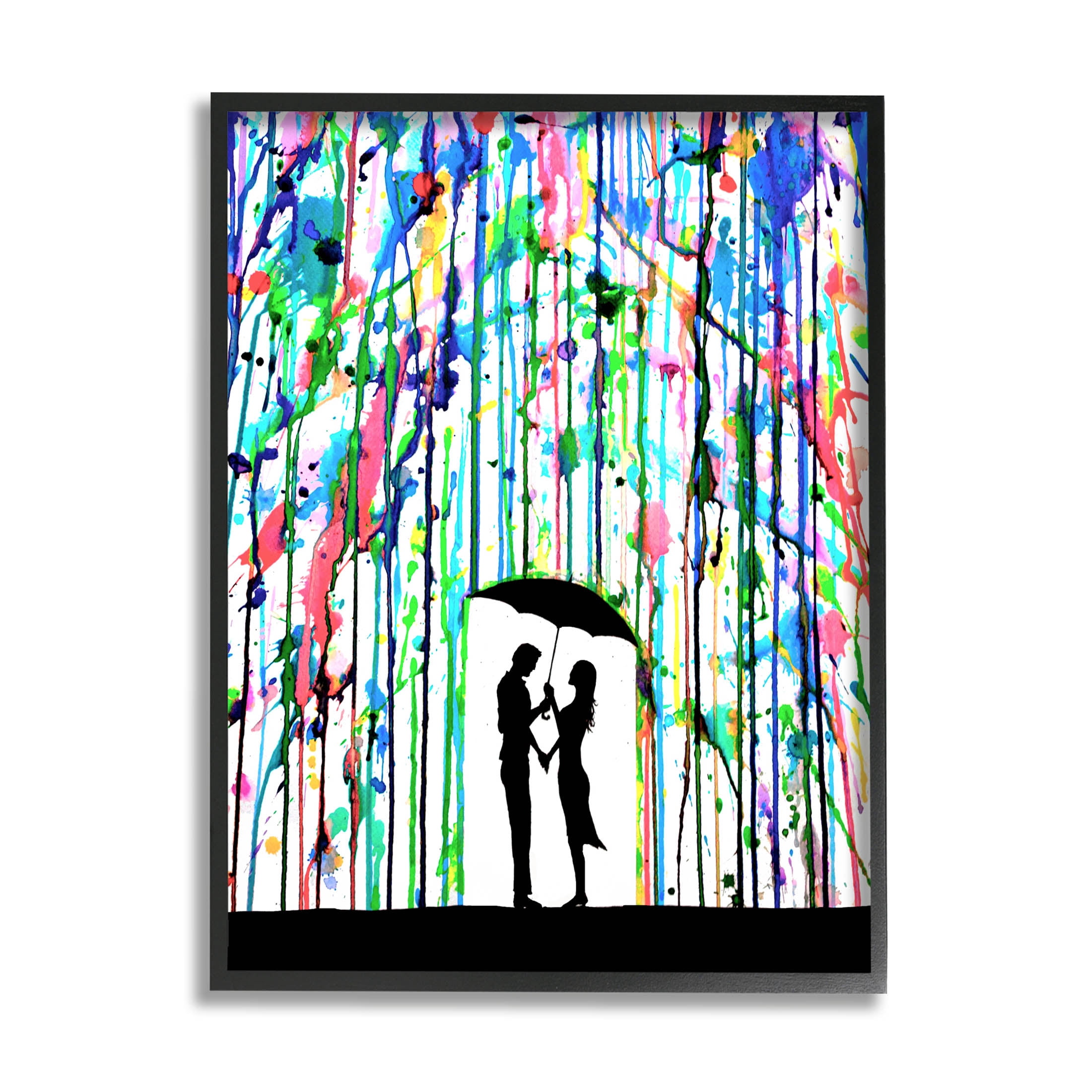 Vivid Couple Urban Drip Rainfall Abstract Graphic Art Black Framed Art Print Wall Art