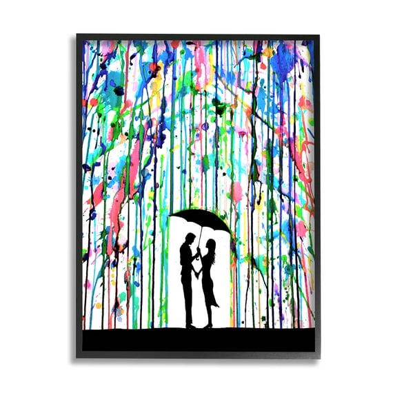 Vivid Couple Urban Drip Rainfall Abstract Graphic Art Black Framed Art Print Wall Art