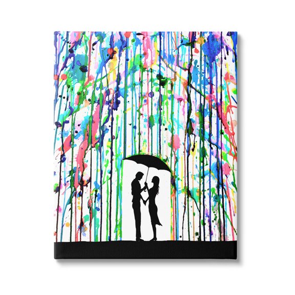 Vivid Couple Urban Drip Rainfall Abstract Graphic Art Gallery Wrapped Canvas Print Wall Art