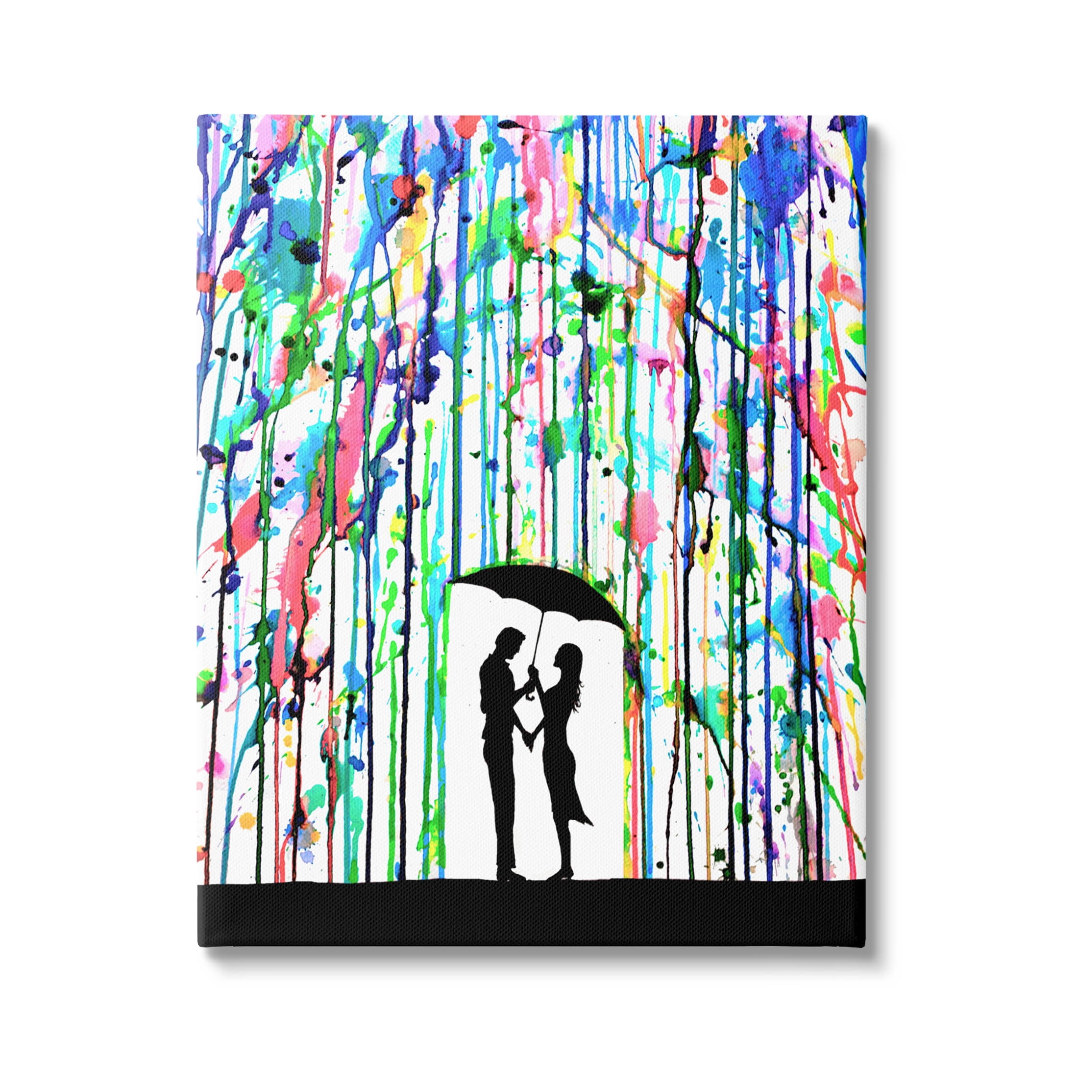 Vivid Couple Urban Drip Rainfall Abstract Graphic Art Gallery Wrapped Canvas Print Wall Art