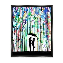 Vivid Couple Urban Drip Rainfall Abstract Graphic Art Jet Black Framed Art Print Wall Art