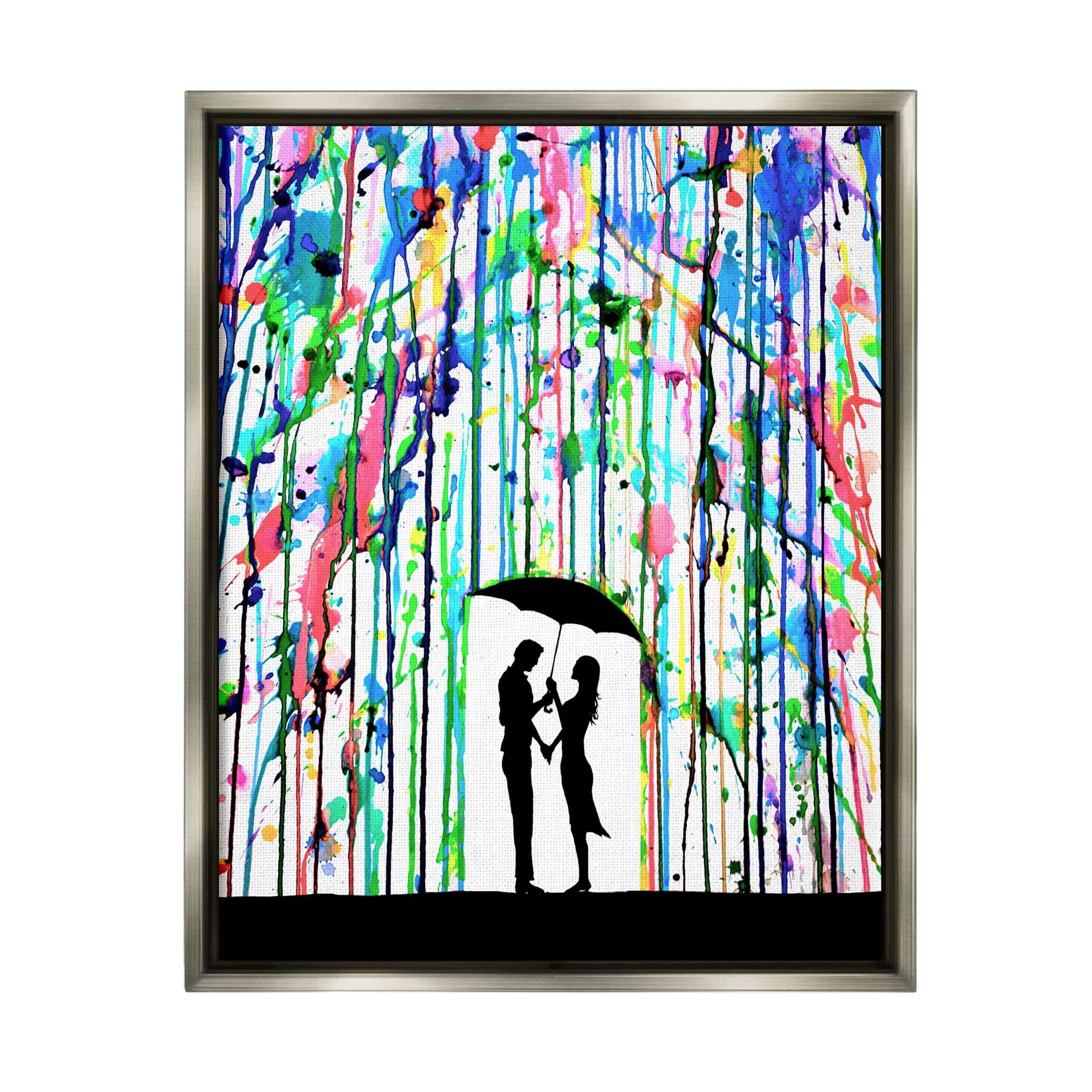 Vivid Couple Urban Drip Rainfall Abstract Graphic Art Luster Gray Framed Art Print Wall Art