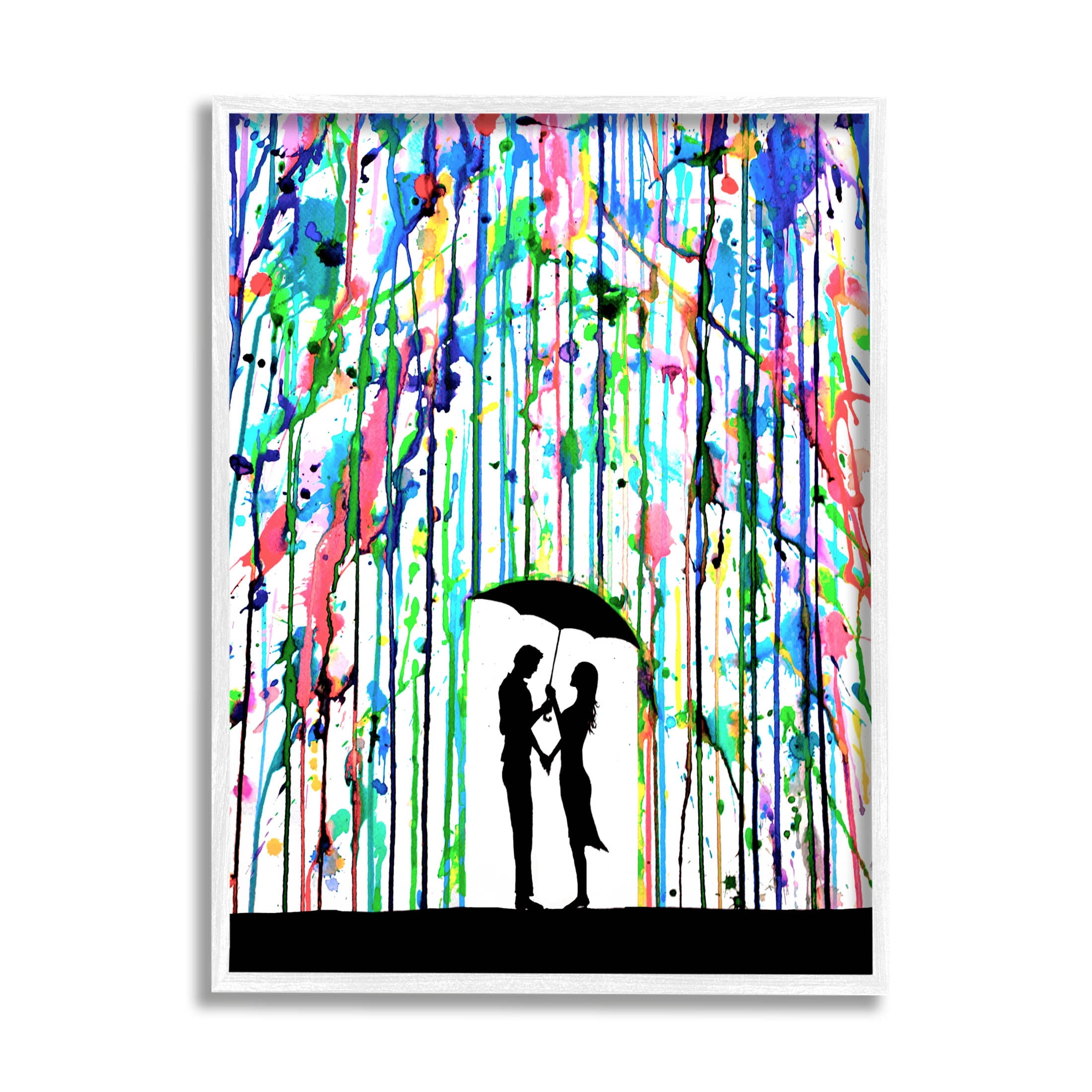 Vivid Couple Urban Drip Rainfall Abstract Graphic Art White Framed Art Print Wall Art