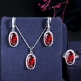 thumbnail image 1 of Vivid Cubic Zirconia Oval Drop Necklace Ring Earrings Silver Plated Jewelry Set, 1 of 9