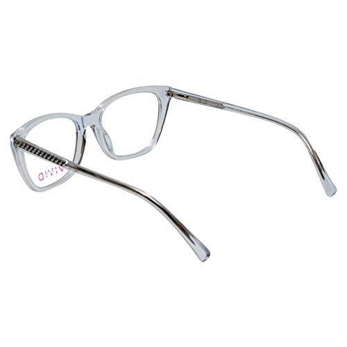 Vivid Designer Reading Eye Glasses 886 in Shiny Light Blue/Crystal Clear 53 mm