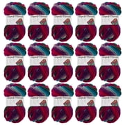 Loops & Threads Vivid Facets Yarn - Medium Weight Yarn for Knitting, Crochet, Weaving, Arts & Crafts, 15 Pack