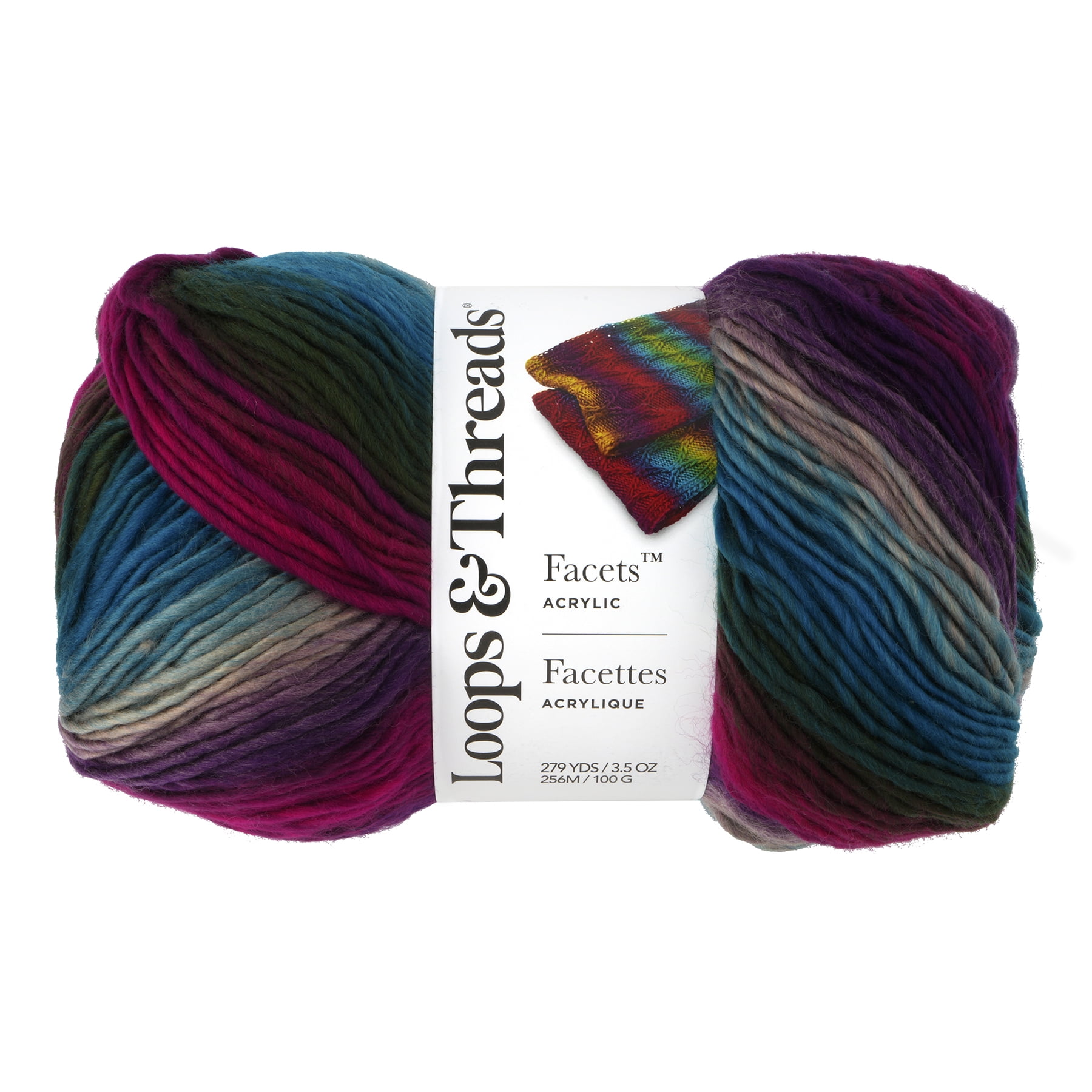 Loops & Threads Vivid Facets Yarn - Medium Weight Yarn for Knitting, Crochet, Weaving, Arts & Crafts, 15 Pack