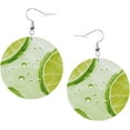 thumbnail image 1 of Vivid Fine Lime Earrings for Women PU Leather Dangle Earrings, Lightweight Round Shape Leather Teardrop Dangly Ear Pendants Jewelry Gift[i511], 1 of 2